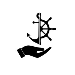 Nautical Logo in hand isolated on white background