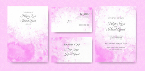 Wedding invitation with abstract splash watercolor