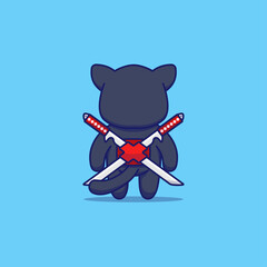 Cute cat with ninja costume 