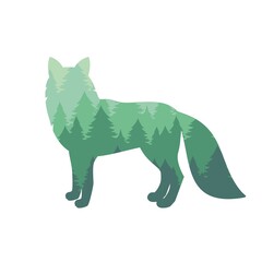 Silhouette of the Fox and the forest