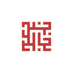 Maze or labyrinth logo icon symbol, maze game illustration vector design