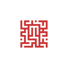 Maze or labyrinth logo icon symbol, maze game illustration vector design