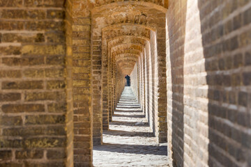 Arches of Allahverdi Khan Bridge, also known as Si-o-seh pol or bridge of thirty-three spans, Esfahan, Iran.