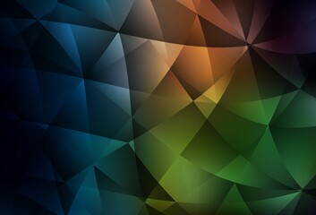 Dark Green, Red vector gradient triangles pattern.