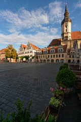 Die Wenzelkirche am Marktplatz in Naumburg/Saale an der Straße der Romanik, Burgenlandkreis,...