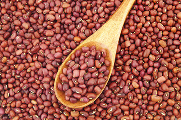 Adzuki beans with wooden spoon