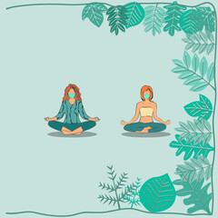 woman doing workout outdoor. yoga and fitness, healthy lifestyle. flat vector illustration