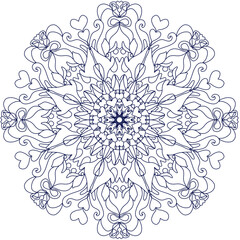 mandala coloring on a white background with an interesting ornament