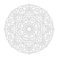 Mandala for coloring. The patterns on the white background are symmetrical.