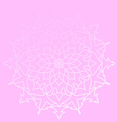 White mandala on a pink background, dissolving from above.