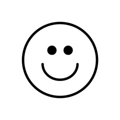 Happy smile icon. Outline pictogram isolated on white