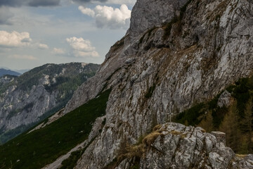 steep mountains while hiking in spring