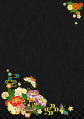 和柄 和紙 菖蒲 亀甲 背景 フレーム イラスト 赤 Poster Necology