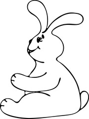 Cheerful rabbit. The original version. Doodle. Black and white image. Minimalism.