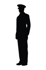 Military officer silhouette vector, person in black and white.
