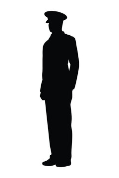 black silhouette officer standing clip art preview