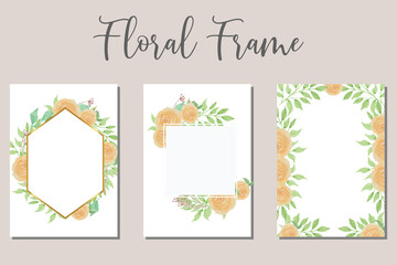Floral frame set; flowers, leaves, watercolor, isolated on white. Sketched wreath, floral and herbs garland with green, greenery color. Hand drawn Vector Watercolour style