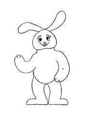 rabbit. The original version. Doodle. Black and white image. Minimalism.