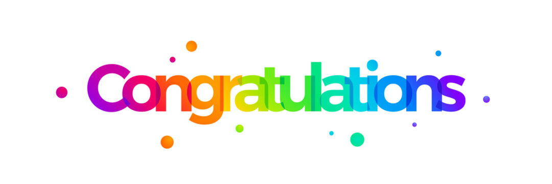 Congratulations written with colorful letters on white background.