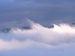 Carpatian mountains at the fog