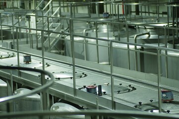 Small winery with wine holding tanks and equipment in Portugal