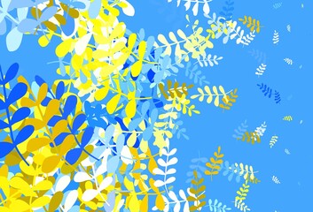 Fototapeta na wymiar Light Blue, Yellow vector elegant template with leaves.