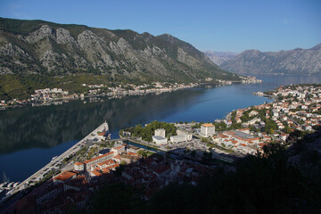 Fototapeta na wymiar Views of old fortress in Kotor bay, Kotor, Montenegro, Crna gora