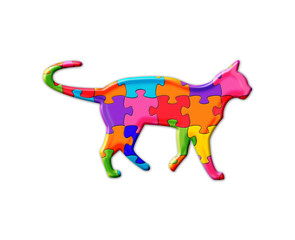 Cat kitten pet Jigsaw Autism Puzzle color illustration