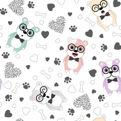 Cute Dogs pattern, different dogs seamless wallpaper.