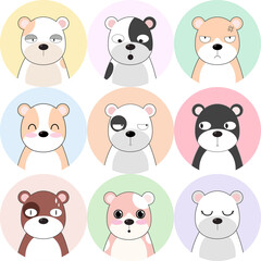 Cute Dogs pattern, different dogs seamless wallpaper.