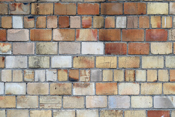 Brick wall with white and red bricks, brick background.