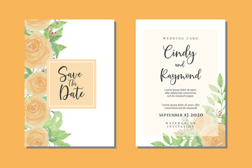 Fototapeta na wymiar Floral Wedding invitation frame set; flowers, leaves, watercolor, isolated on white. Sketched wreath, floral and herbs garland with green, greenery color. Handdrawn Vector Watercolour style