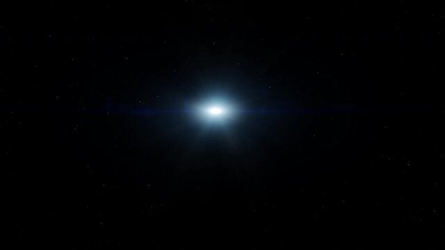 Bright shining blue star in space. Animated science fiction concept.