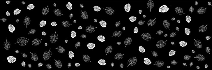 black and whiter pattern leaves background