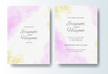 Wedding invitation with abstract splash watercolor