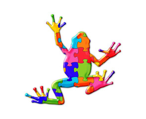 Amphibian frog reptile Jigsaw Autism puzzle illustration