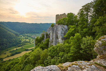 Reu&szlig;enstein Schloss in the Schw&auml;bische Alb (Swabian Alb) near Stuttgart - Germany, Alps, Building, Castle, Mountain Range