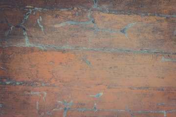 Old boards covered with paint close-up. Old floor background texture
