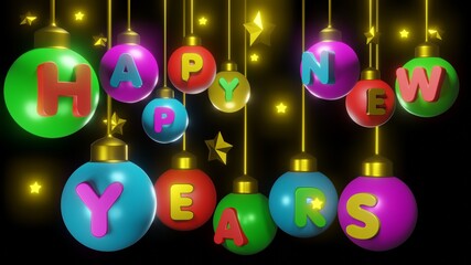 happy new years ball abstract background 3D render
