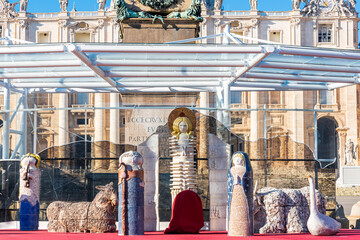 Christmas crib in Saint Peter´s square during december 2020