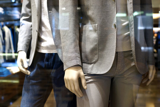 Close up man smart casual outfit on a mannequin in a clothing store