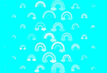 Light BLUE vector backdrop with rainbows, clouds.