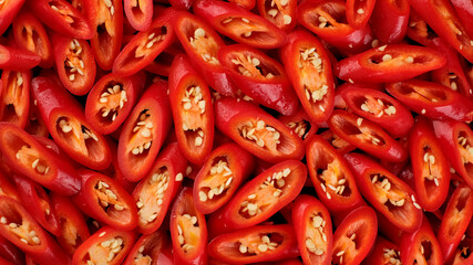 chopped red hod chili pepper top view