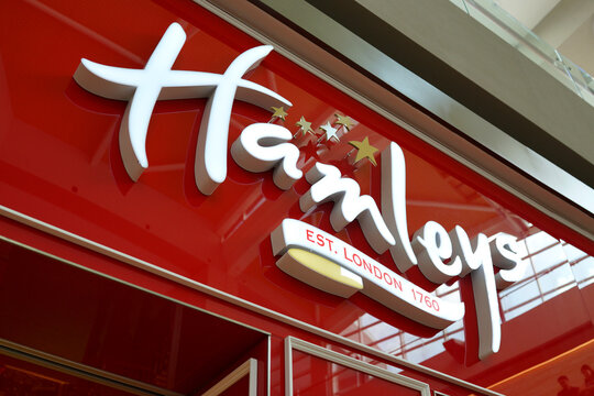 Popular Hamleys Toy Store at Marina Bay Sands Mall Singapore. Hamleys is the oldest and largest toy shop in the world and one of the world's best-known toy retailers. SINGAPORE - APR 22, 2018.
