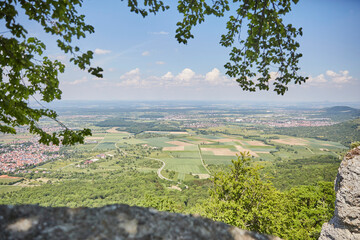 Schwäbische Alb (Swabian Alb) near Stuttgart – Germany, Beautiful View, Hilly, Landscape, green, village, horizon, cloudscape