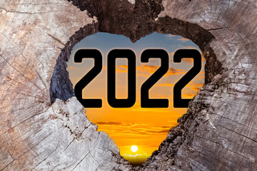 Cœur de bois et coucher de soleil pour 2022