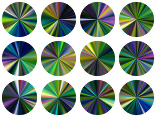 Circle radial metallic gradient web elements vector set.