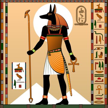 Religion of Ancient Egypt. 
Deity with a jackal head. Anubis is the God of the afterlife, the underworld, tombs...