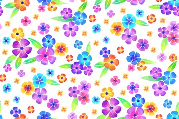 Floral seamless background pattern. Colorful  flowers hand drawn, vector. Spring summer. Fabric swatch, textile design,wrapping paper