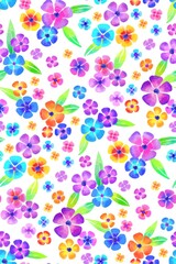 Floral seamless background pattern. Colorful  flowers hand drawn, vector. Spring summer. Fabric swatch, textile design,wrapping paper